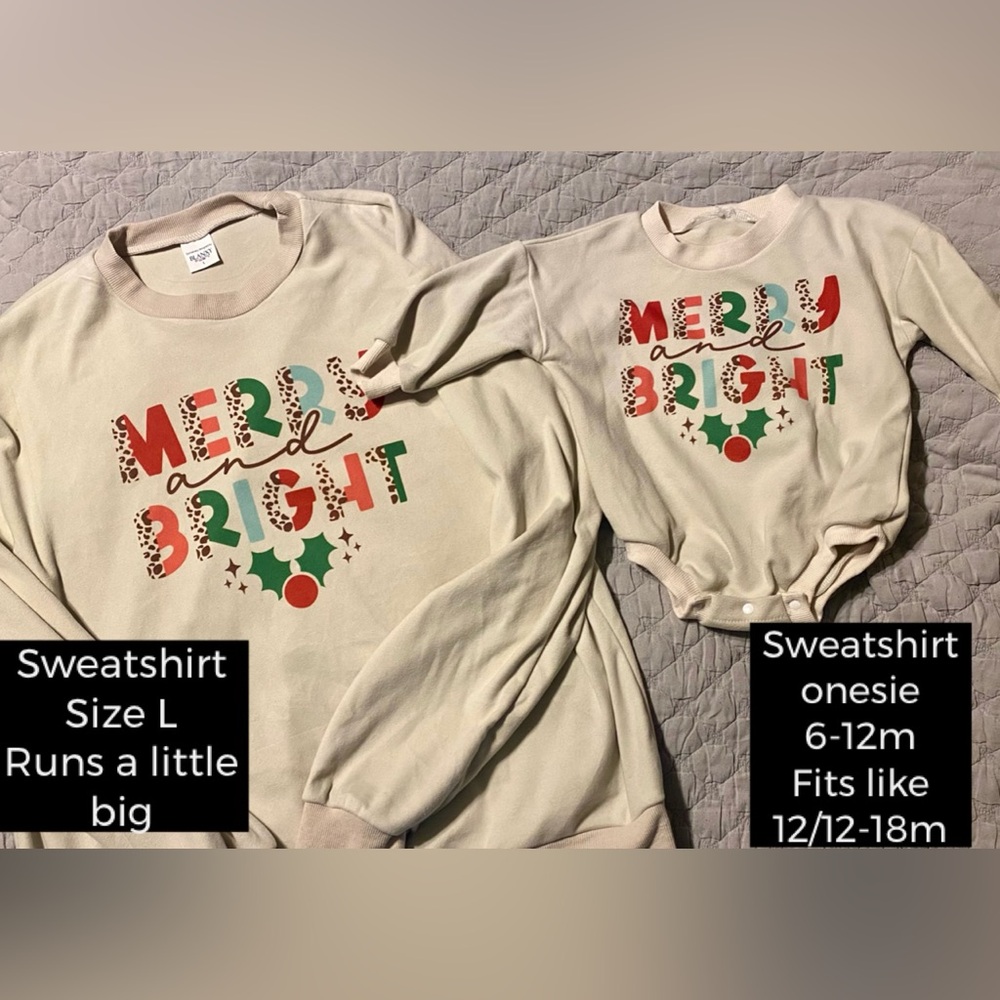 Mom + Me Merry & Bright Christmas Sweatshirt and Onesie Set